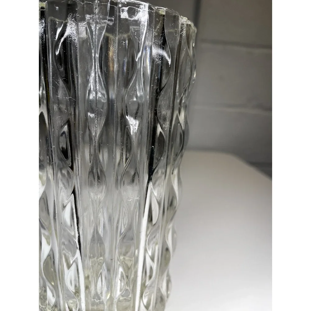 Vintage‎ Fidenza Vetraria Italy Glass Vase MCM Wavy Pressed Scallop 9